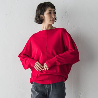 【送料無料】la.f...（Women/大きいサイズ）/ラ エフ L（大きいサイズ）ストレッチドルマンニット&#8810;手洗い可能&#8811; 03レッド トップス【三越伊勢丹/公式】