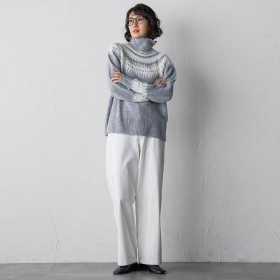 新品★インディヴィ大きいサイズ　フェアアイル柄ニット 大きいサイズ】フェアアイル柄ニット | la.f（Women/大きいサイズ