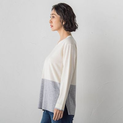 大きいサイズ】ファインウールVネックニット | la.f（Women/大きい