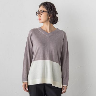 ＜la.f...（Women/大きいサイズ）＞【大きいサイズ】ファインウールＶネックニット