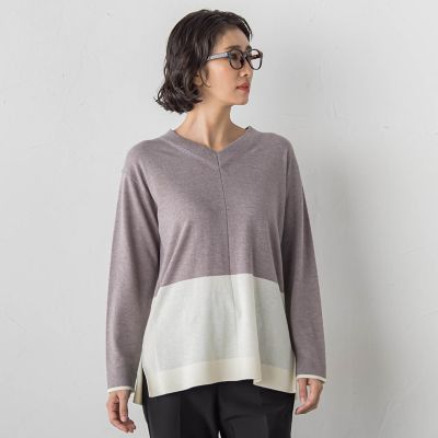 大きいサイズ】ファインウールVネックニット | la.f（Women/大きい