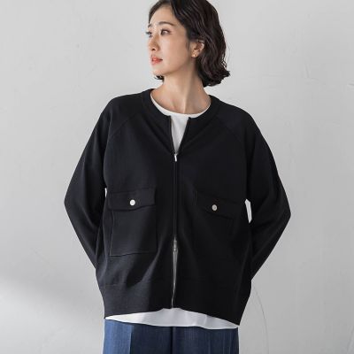 ＜la.f...（Women/大きいサイズ）＞【大きいサイズ】ダブルジップブルゾンニット