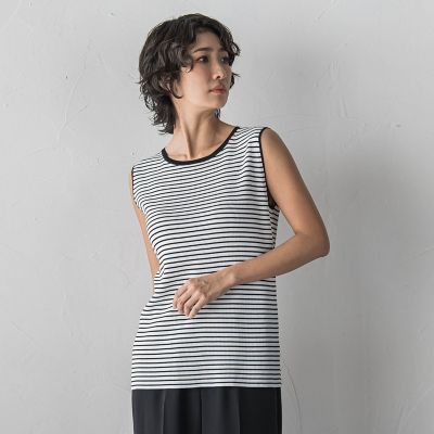 大きいサイズ】ボーダーリブタンクトップ | la.f (Women/大きい