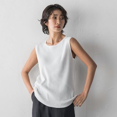 ＜la.f...（Women/大きいサイズ）＞【大きいサイズ】ボーダーリブタンクトップ