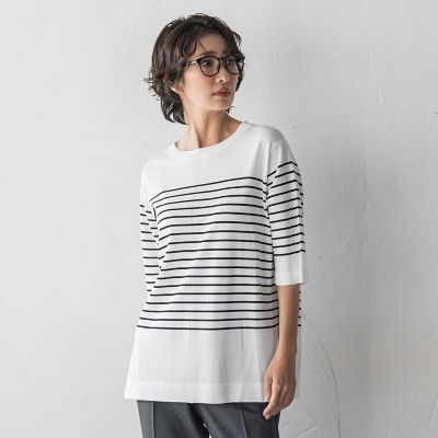 ＜la.f...（Women/大きいサイズ）＞【大きいサイズ】ボーダーＴシャツニット