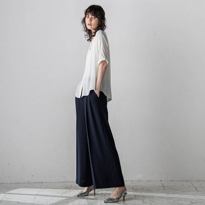【大きいサイズ】バックサテンアムンゼンブラウス≪洗濯機で洗える≫