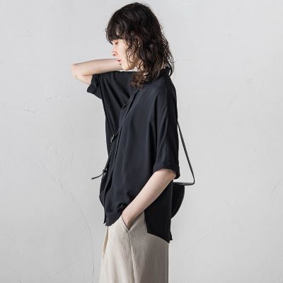 【大きいサイズ】バックサテンアムンゼンブラウス≪洗濯機で洗える≫