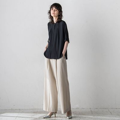 【大きいサイズ】バックサテンアムンゼンブラウス≪洗濯機で洗える≫