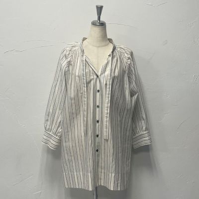 【大きいサイズ】ラメストライプブラウス≪洗濯機で洗える≫
