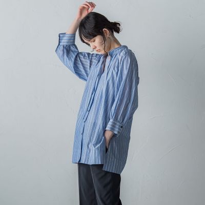 la.f...（Women/大きいサイズ）/ラ　エフ L （大きいサイズ） 【大きいサイズ】ラメストライプブラウス≪洗濯機で洗える≫