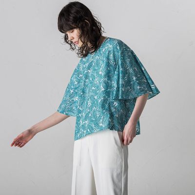 大きいサイズ】リーフプリントブラウス≪洗濯機で洗える≫ | la.f