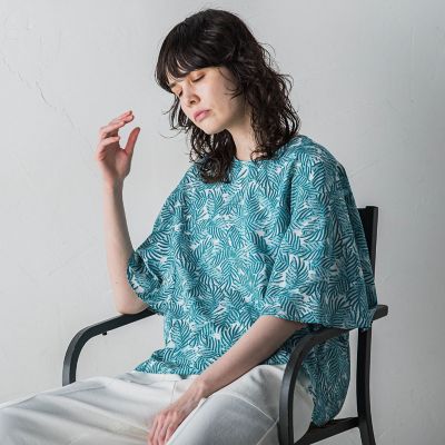 大きいサイズ】リーフプリントブラウス≪洗濯機で洗える≫ | la.f