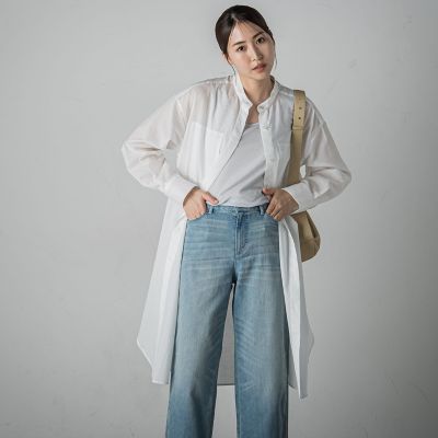 【大きいサイズ】エアーリップルチュニックシャツ≪洗濯機で洗える／吸水速乾≫