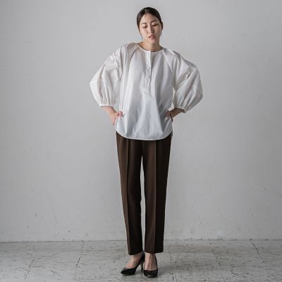 【大きいサイズ】ボリューム袖タフタブラウス≪洗濯機で洗える／セットアップ対応≫