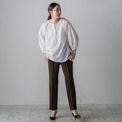 【大きいサイズ】ボリューム袖タフタブラウス≪洗濯機で洗える／セットアップ対応≫