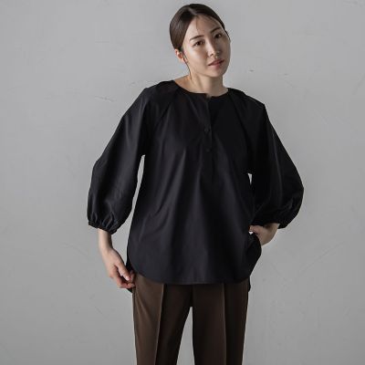 【大きいサイズ】ボリューム袖タフタブラウス≪洗濯機で洗える／セットアップ対応≫