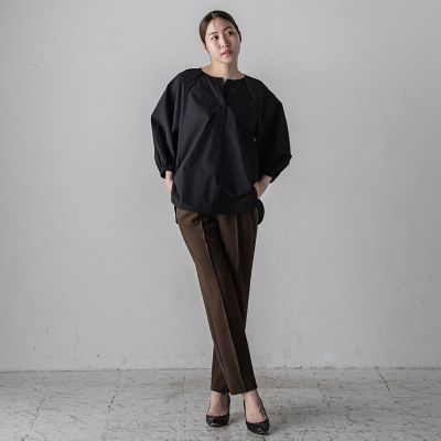 【大きいサイズ】ボリューム袖タフタブラウス≪洗濯機で洗える／セットアップ対応≫