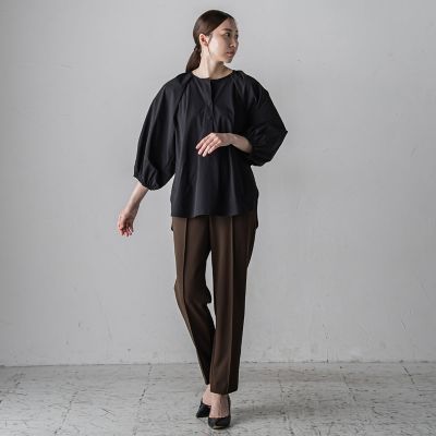 【大きいサイズ】ボリューム袖タフタブラウス≪洗濯機で洗える／セットアップ対応≫