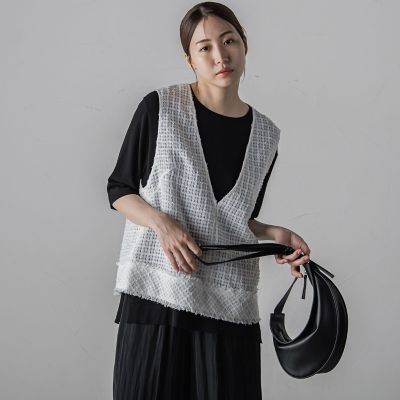 【大きいサイズ】リボンジャガードツィードブラウス≪洗濯機で洗える≫