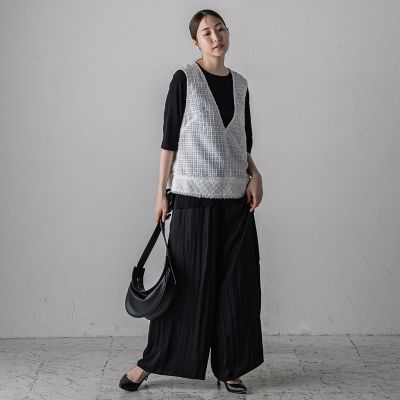 【大きいサイズ】リボンジャガードツィードブラウス≪洗濯機で洗える≫