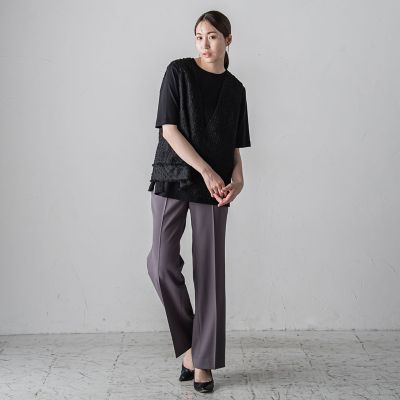 【大きいサイズ】リボンジャガードツィードブラウス≪洗濯機で洗える≫