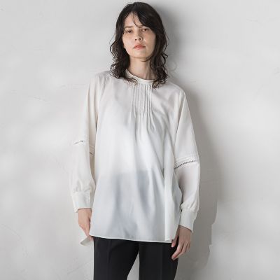 【大きいサイズ】フルダルスパンマイクロピーチブラウス≪洗濯機で洗える≫