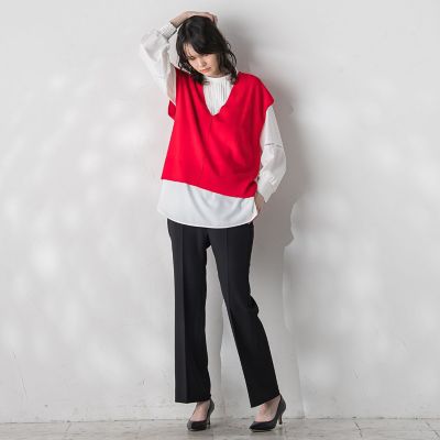 【大きいサイズ】フルダルスパンマイクロピーチブラウス≪洗濯機で洗える≫