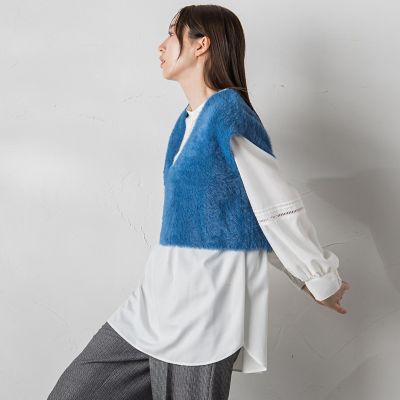 【大きいサイズ】フルダルスパンマイクロピーチブラウス≪洗濯機で洗える≫