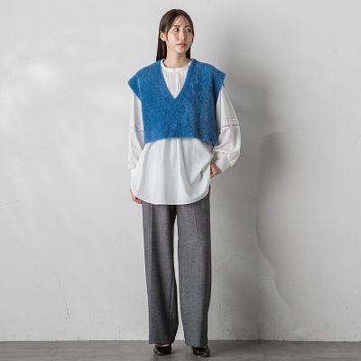 【大きいサイズ】フルダルスパンマイクロピーチブラウス≪洗濯機で洗える≫