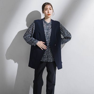 【大きいサイズ】ジャガードプリントブラウス≪洗濯機で洗える≫
