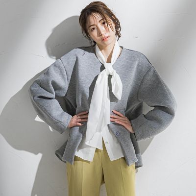 【大きいサイズ】ボウタイリボンブラウス≪洗濯機で洗える≫