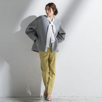 【大きいサイズ】ボウタイリボンブラウス≪洗濯機で洗える≫