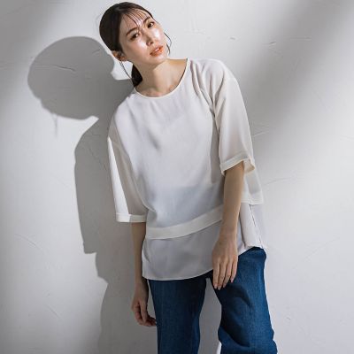 【大きいサイズ】”シワレス”Ｔブラウス≪洗濯機で洗える≫