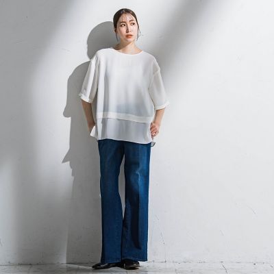 【大きいサイズ】”シワレス”Ｔブラウス≪洗濯機で洗える≫