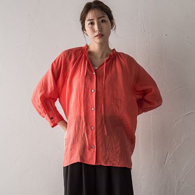 【大きいサイズ】【ｂｉｙｏｒｉ】ラミーブラウス≪洗濯機で洗える≫