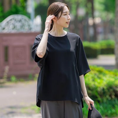 大きいサイズ】【旅楽シリーズ／極】メランジツイルブラウス≪洗濯機で