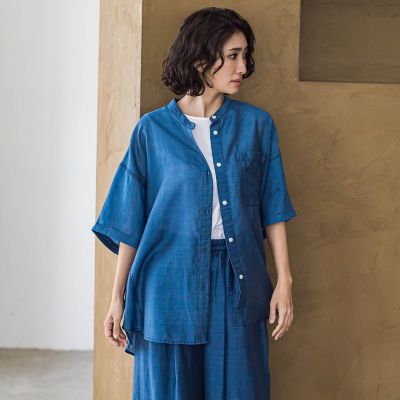 【大きいサイズ】【ｂｉｙｏｒｉ】”風をまとう、大人のシアー”デニムシャツ≪洗濯機で洗える≫