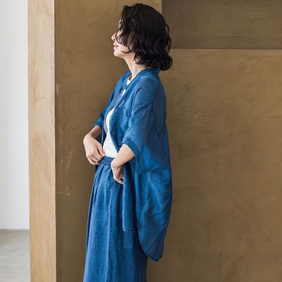 【大きいサイズ】【ｂｉｙｏｒｉ】”風をまとう、大人のシアー”デニムシャツ≪洗濯機で洗える≫