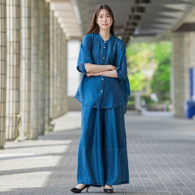 【大きいサイズ】【ｂｉｙｏｒｉ】”風をまとう、大人のシアー”デニムシャツ≪洗濯機で洗える≫
