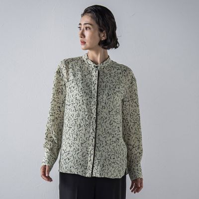 【送料無料】la.f...（Women/大きいサイズ）/ラ エフ L（大きいサイズ）幾何ドット柄ブリントブラウス&#8810;洗濯機で洗える&#8811; 29グリーン系その他 トップス【三越伊勢丹/公式】