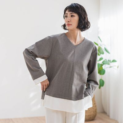 ＜la.f...（Women/大きいサイズ）＞【大きいサイズ】ピクシエスタＶネックブラウス