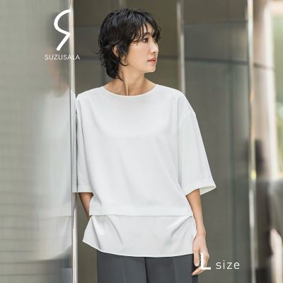 ＜la.f...（Women/大きいサイズ）＞【大きいサイズ／選べるＳＥＴＵＰ】ＳＵＺＵＳＡＬＡ裾切り替えブラウス