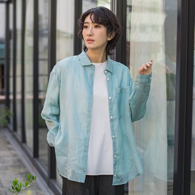 ＜la.f...（Women/大きいサイズ）＞【大きいサイズ／新色追加】“洗える麻”トーンアップシャツ