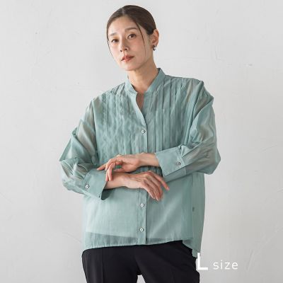 大きいサイズ】シアーサテンタックブラウス | la.f (Women/大きい