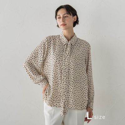 UNTITLED大きいサイズ【洗える】クラシック ドットボウタイブラウス 大きいサイズ】変形ドットボウタイブラウス | la.f (Women/大きい