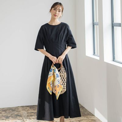 ＜Droite lautreamont (Women)＞コットンサッカーワンピース≪洗濯機で洗える≫
