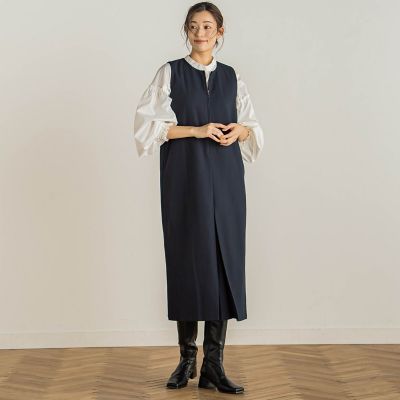 WEB限定】カルゼフロントファスナーワンピース≪手洗い可能