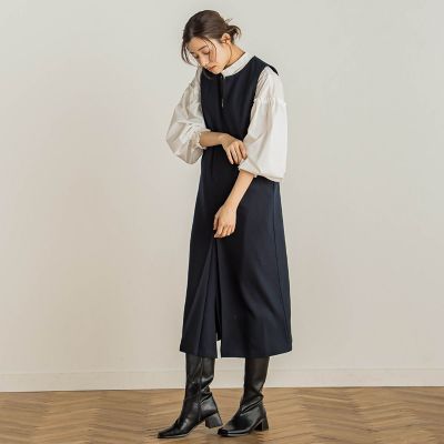WEB限定】カルゼフロントファスナーワンピース≪手洗い可能