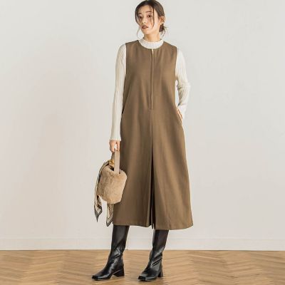 WEB限定】カルゼフロントファスナーワンピース≪手洗い可能