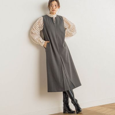 WEB限定】カルゼフロントファスナーワンピース≪手洗い可能
